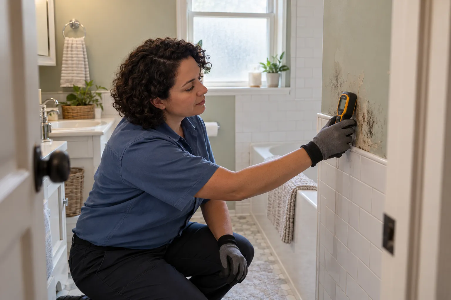 Mold remediation provider inspecting a home in Taunton